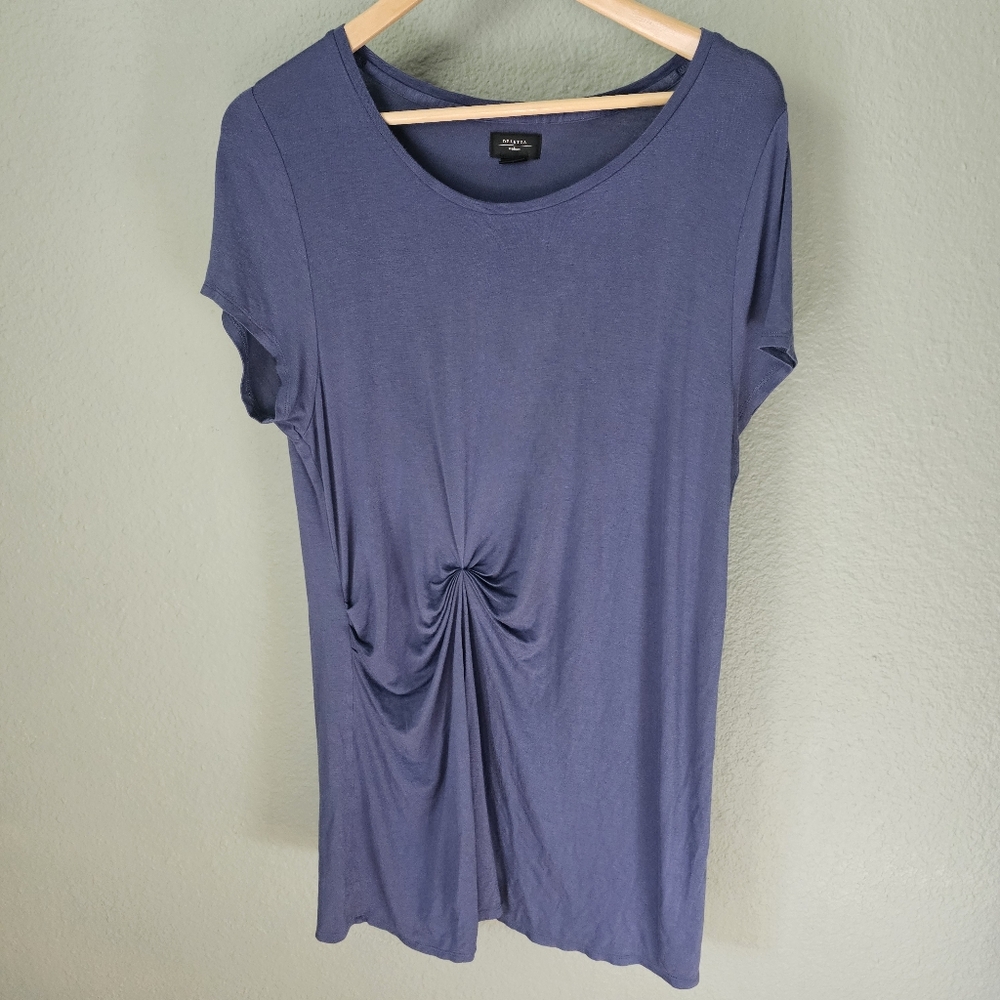Deletta Blue Gathered T Shirt Dress Size M